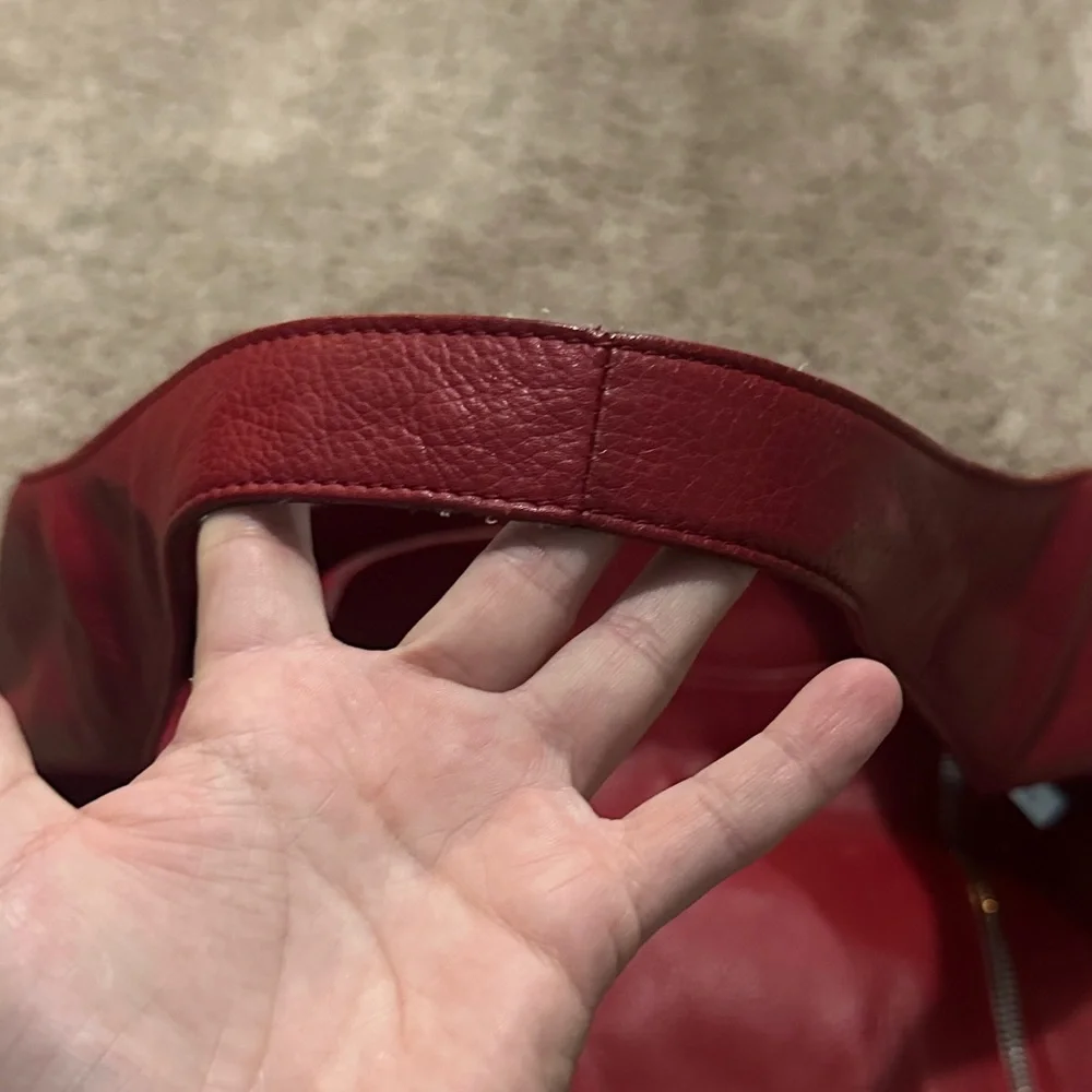 MK Red Leather Shoulder Bag